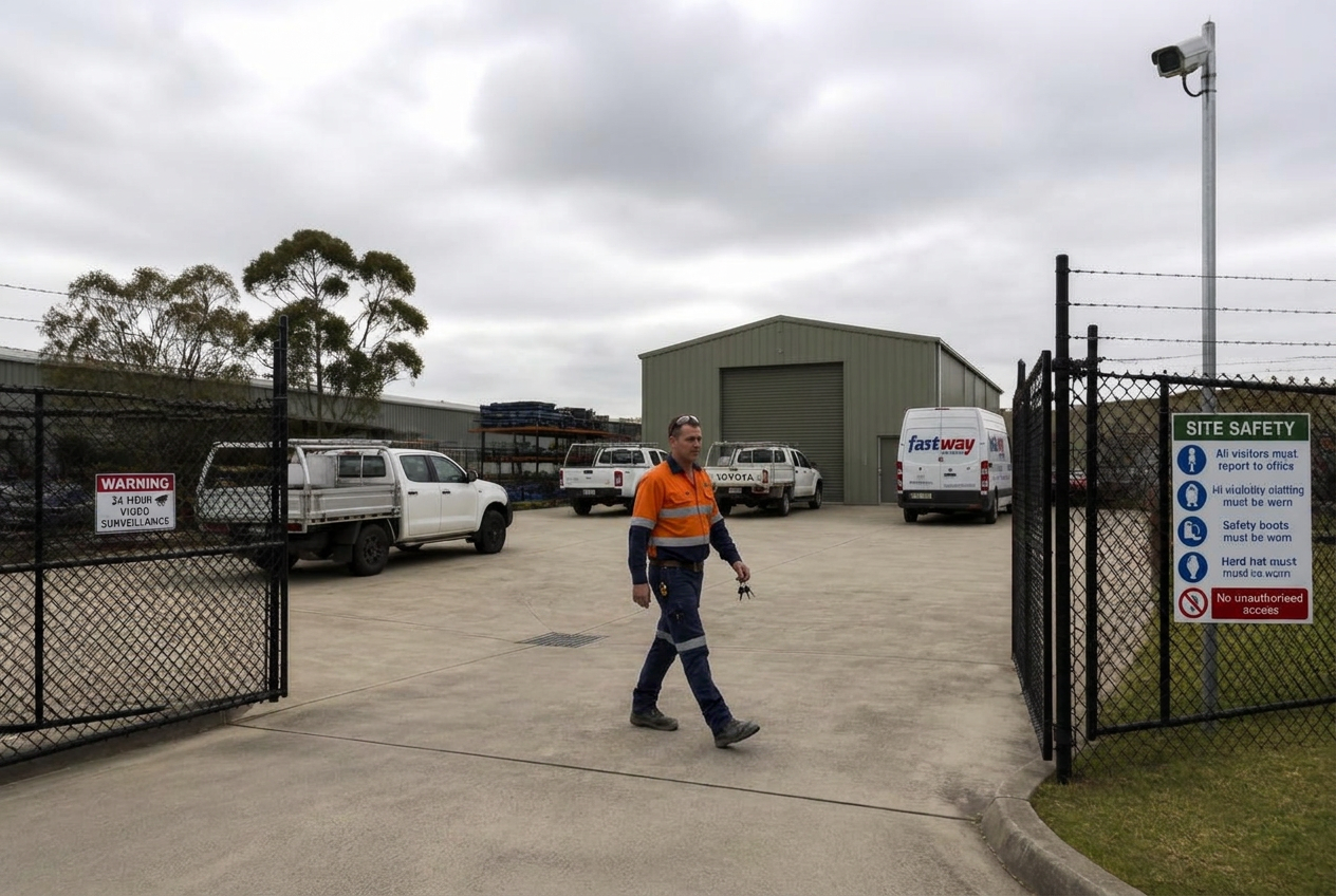 Secure fleet yard + 90sqm shed, Dry Creek in Dry Creek